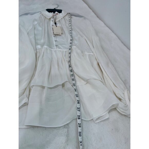 NWTD CINQ À SEPT Size M Evan Oversize Silk Top In Ivory MSRP $395 - Picture 7 of 15